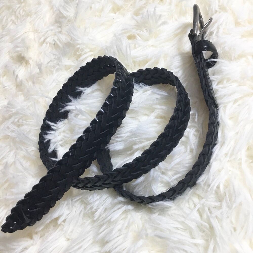 Levis' bonded leather plaited belt silver tone buckle western Cowgirl 37" long